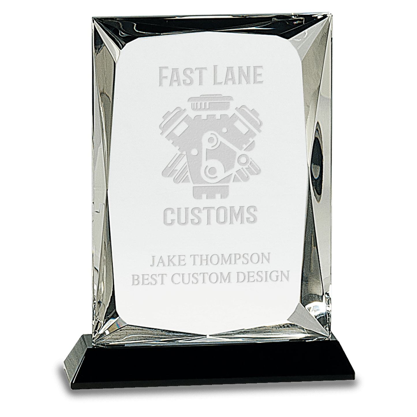 7 Clear Crystal Rectangle on Black Base