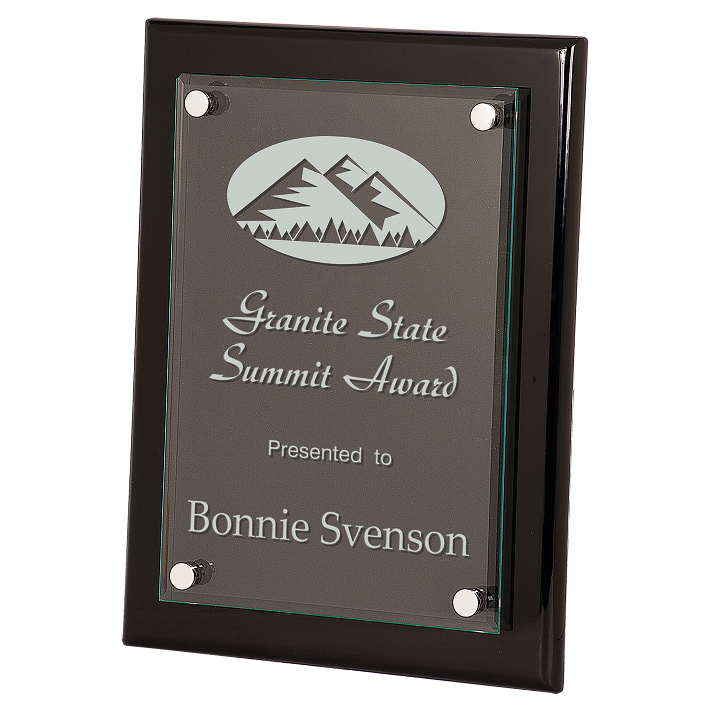 9 x 12 Black Piano Finish Floating Glass Plaque
