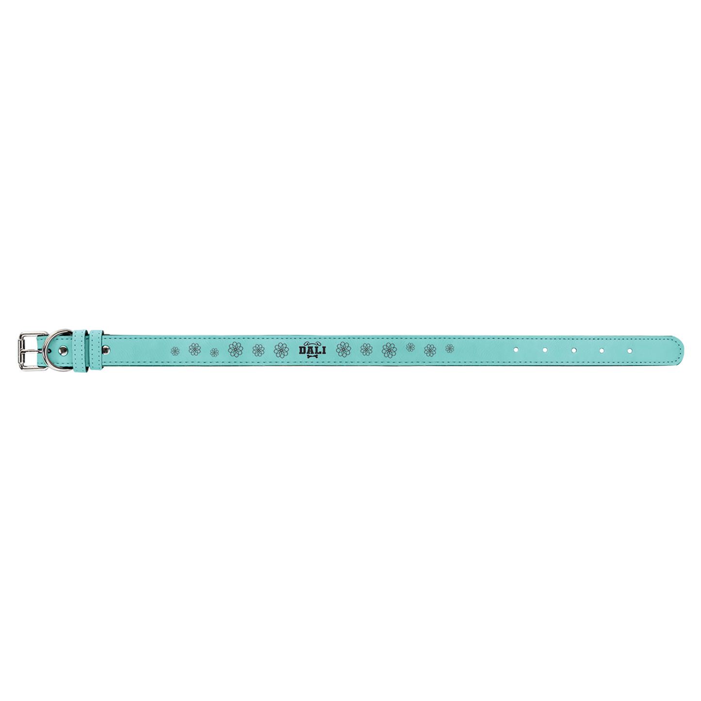 Large 23 x 1 Teal Laserable Leatherette Dog Collar