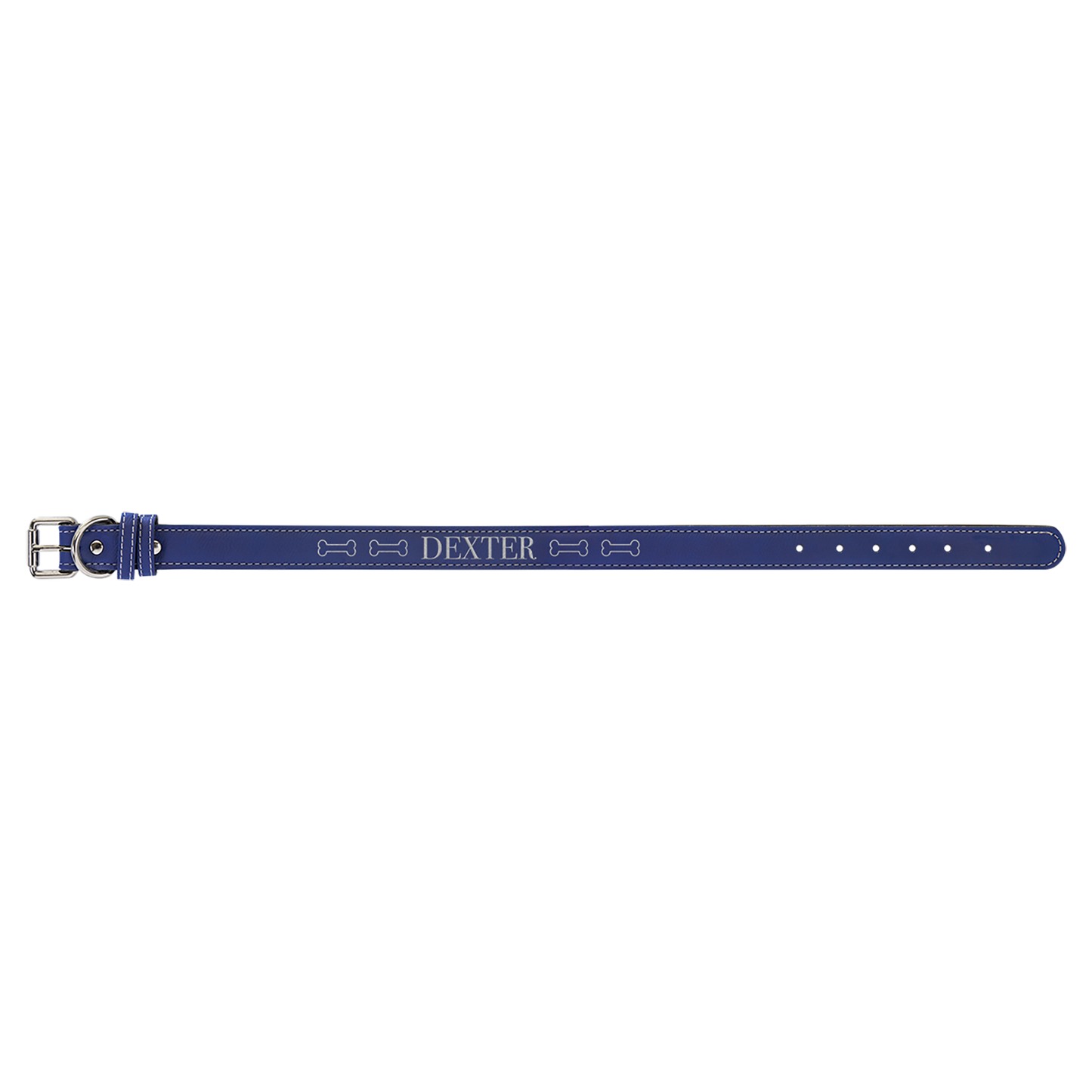 Extra Large 27 x 1 1 4 Blue Silver Laserable Leatherette Dog Collar