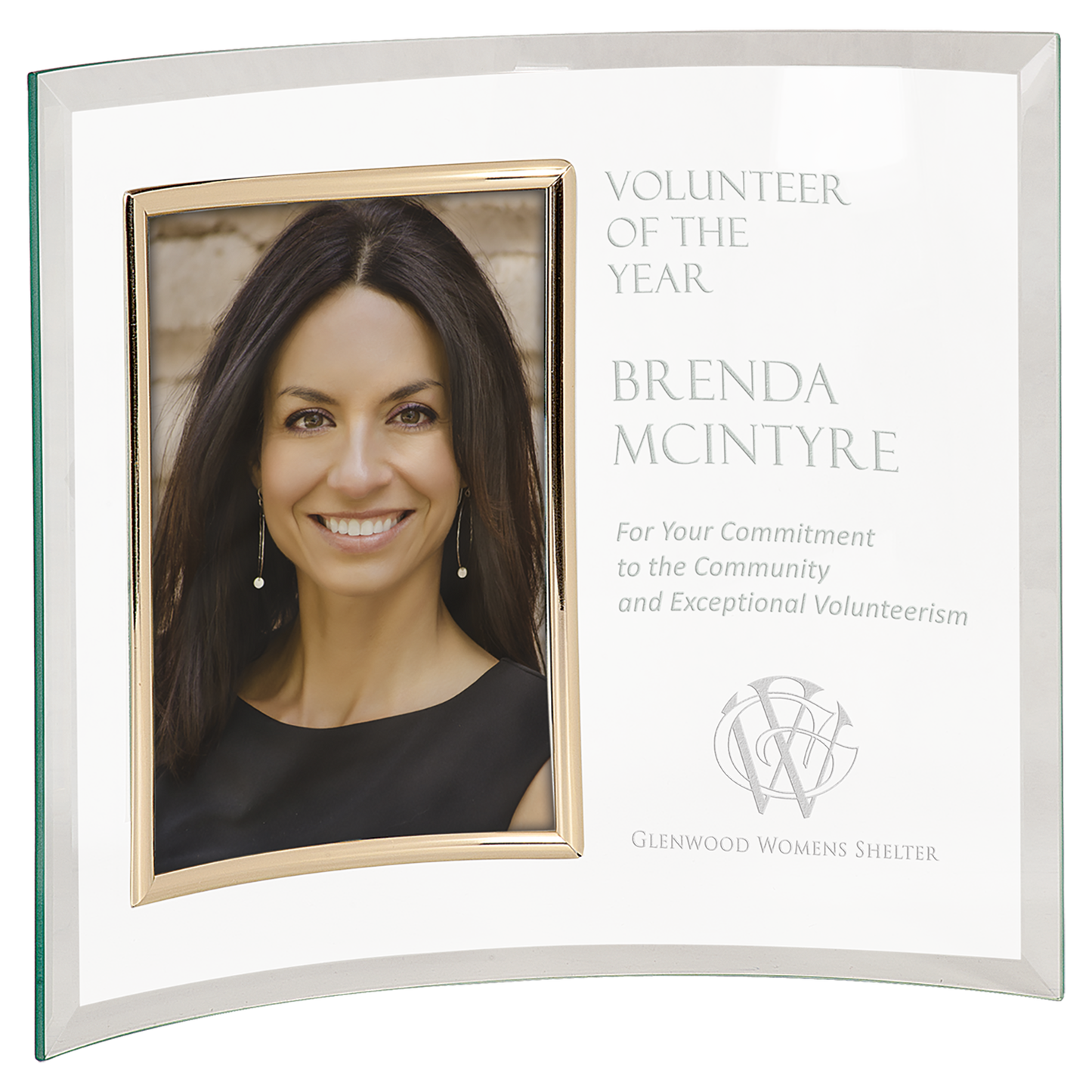 12 x 10 Jade Glass Crescent with 5 x 7 Picture Frame