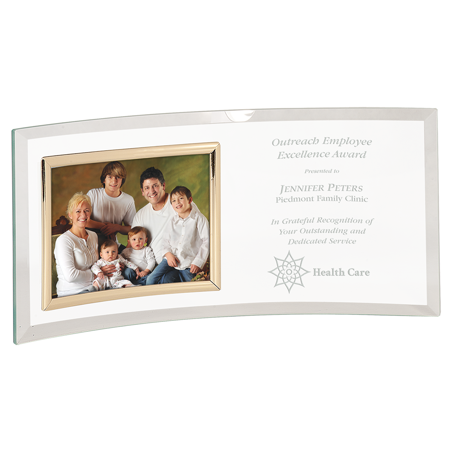 12 x 5 1 2 Jade Glass Crescent with 5 x 3 1 2 Picture Frame