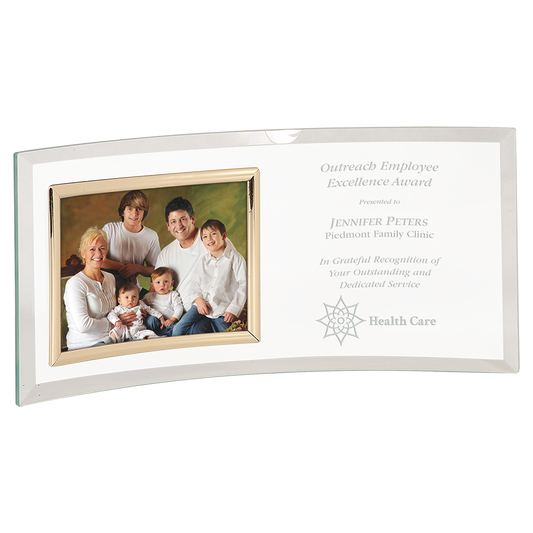 12 x 5 1 2 Jade Glass Crescent with 5 x 3 1 2 Picture Frame