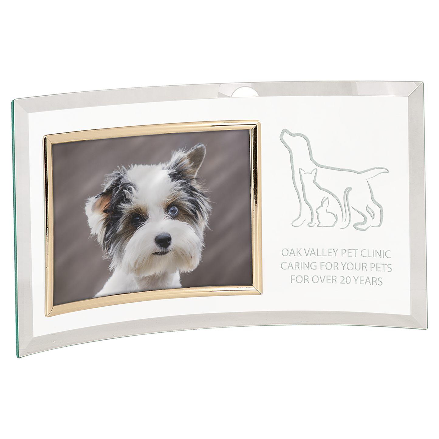 13 x 7 1 2 Jade Glass Crescent with 7 x 5 Picture Frame