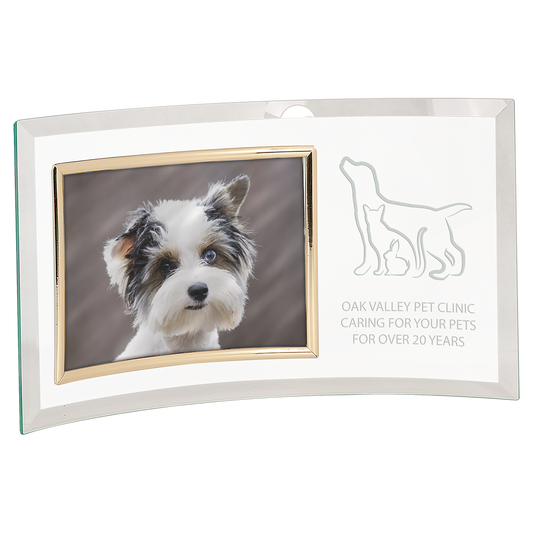 13 x 7 1 2 Jade Glass Crescent with 7 x 5 Picture Frame