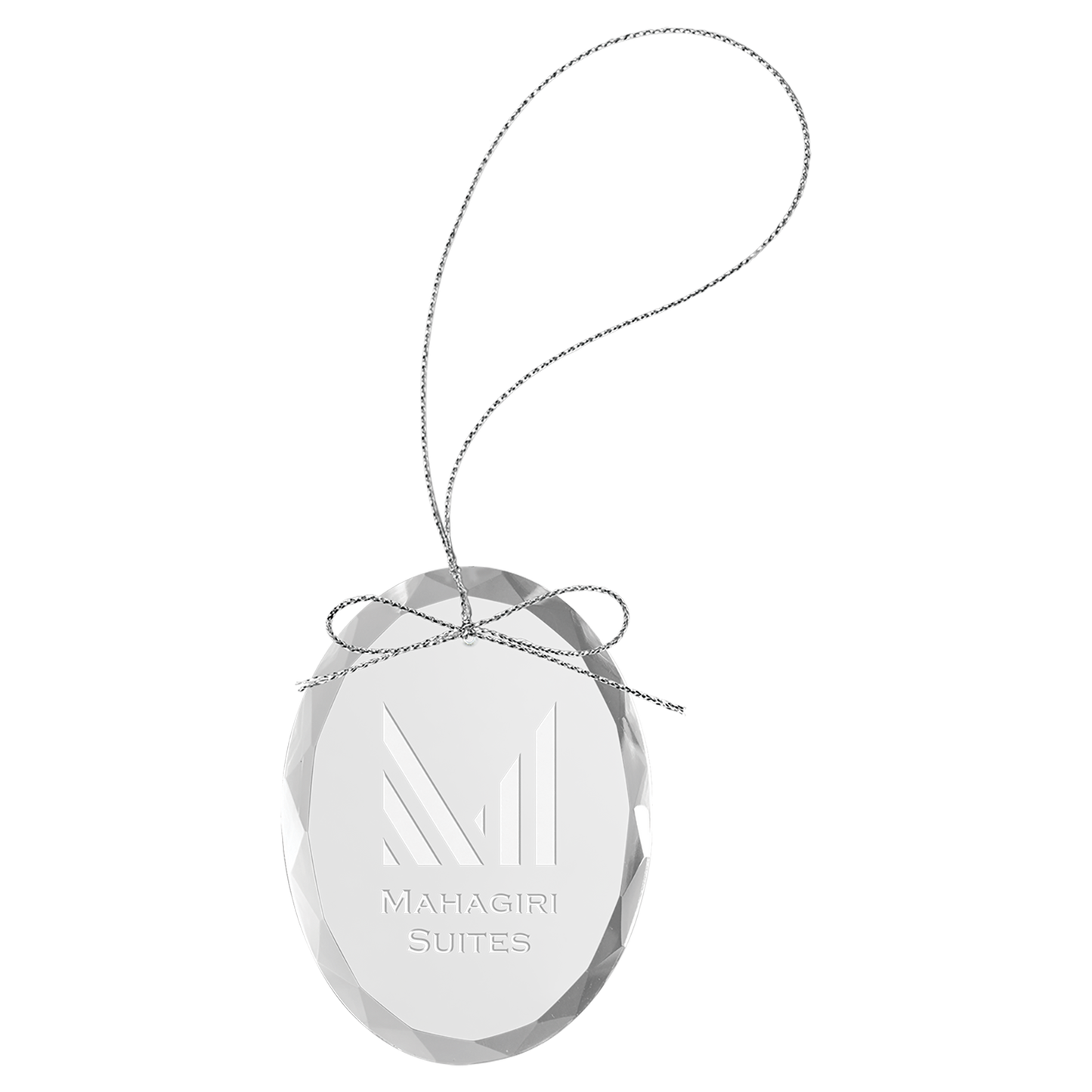 3 1 4 Clear Oval Glass Ornament with Silver String