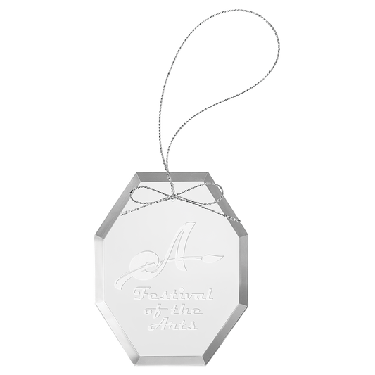 3 3 4 Clear Octagon Glass Ornament with Silver String