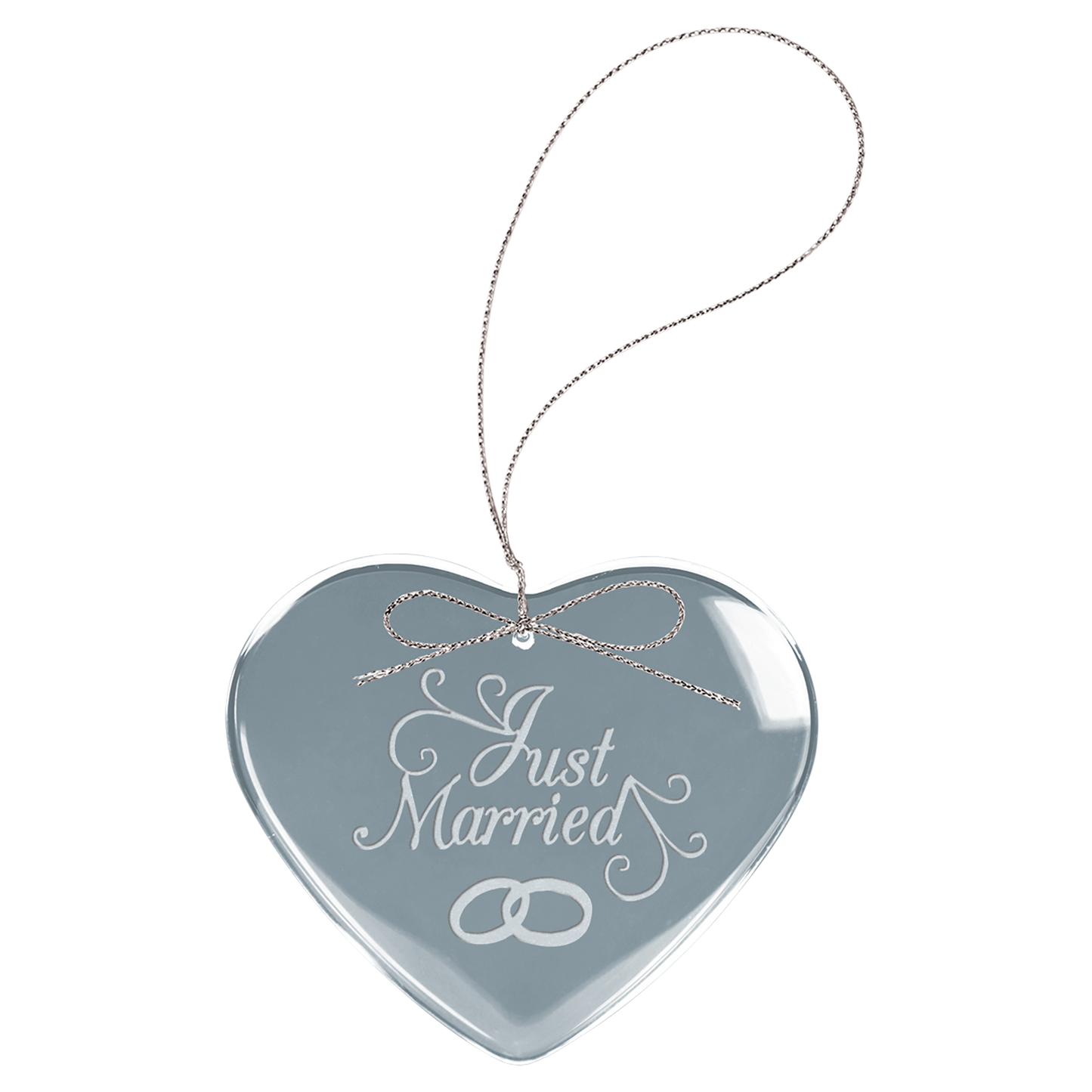 3 Clear Heart Glass Ornament with Silver String