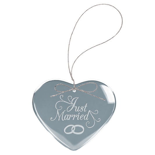 3 Clear Heart Glass Ornament with Silver String