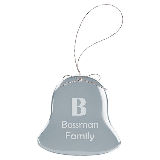 3 Clear Bell Glass Ornament with Silver String