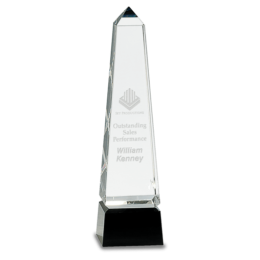 10 Obelisk Crystal on Black Pedestal Base