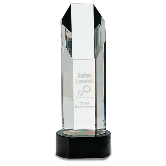 10 3 4 Octagon Slant Top Crystal on Black Pedestal Base