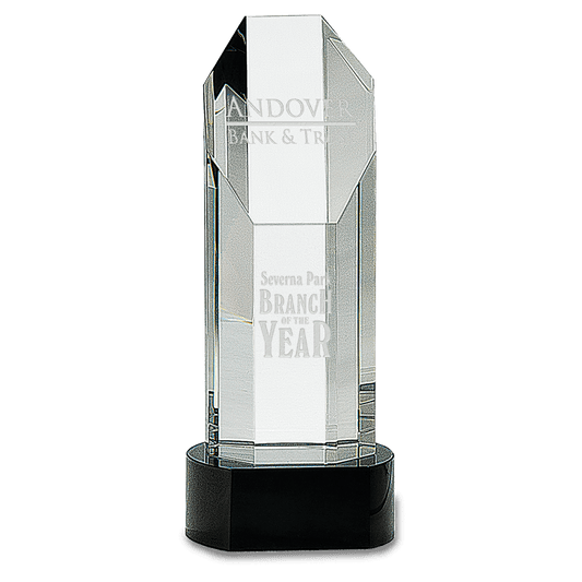 9 3 4 Octagon Slant Top Crystal on Black Pedestal Base