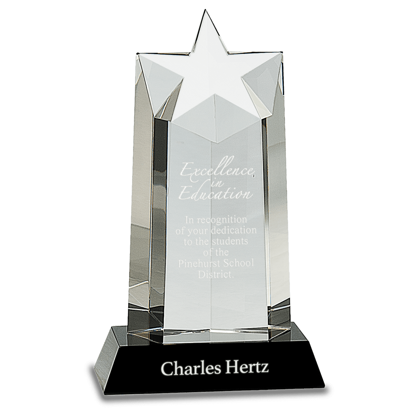 9 1 4 Crystal Star Column on Black Pedestal Base