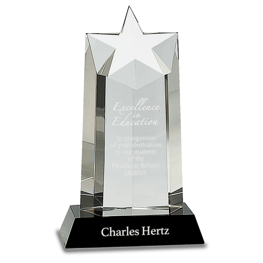 9 1 4 Crystal Star Column on Black Pedestal Base
