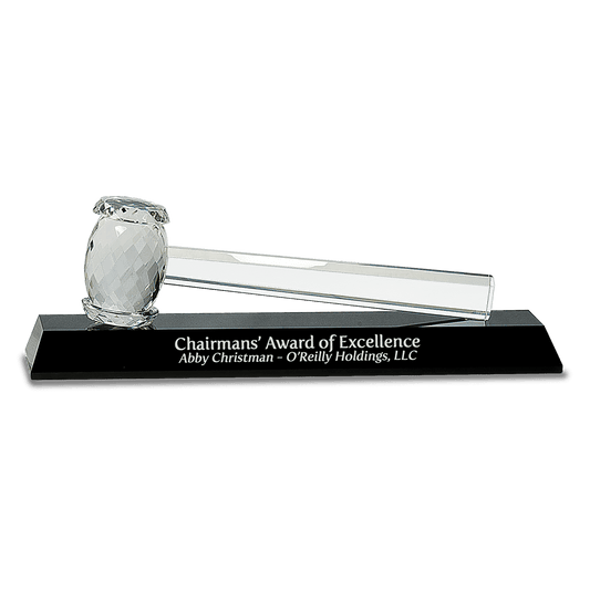 13 7 8 x 4 1 4 Crystal Gavel on Black Base