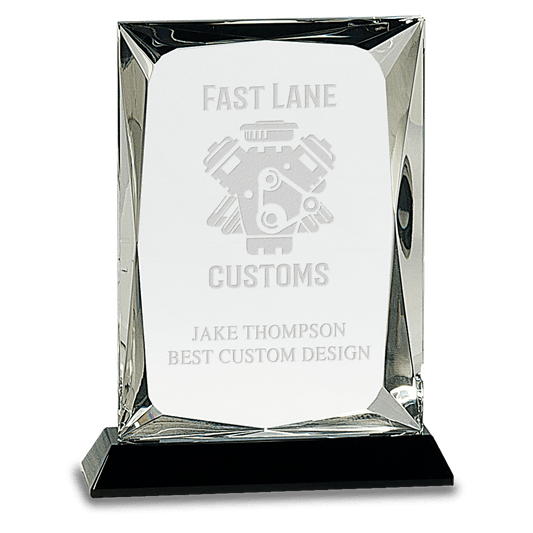 7 Clear Crystal Rectangle on Black Base
