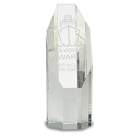 6 Clear Octagon Slant Top Crystal Tower