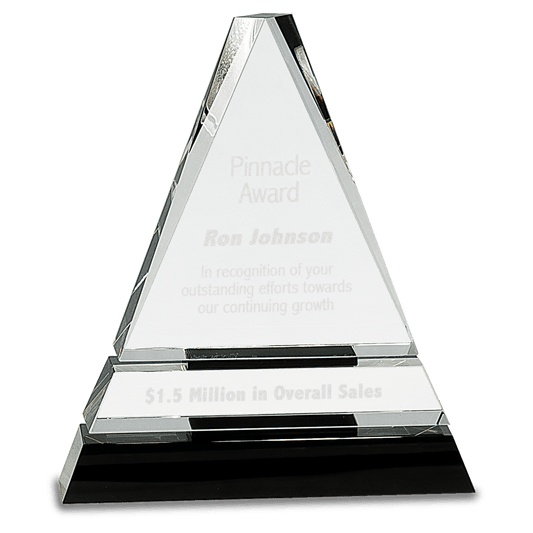 7 3 4 Clear Crystal Triangle on Black Crystal Pedestal Base