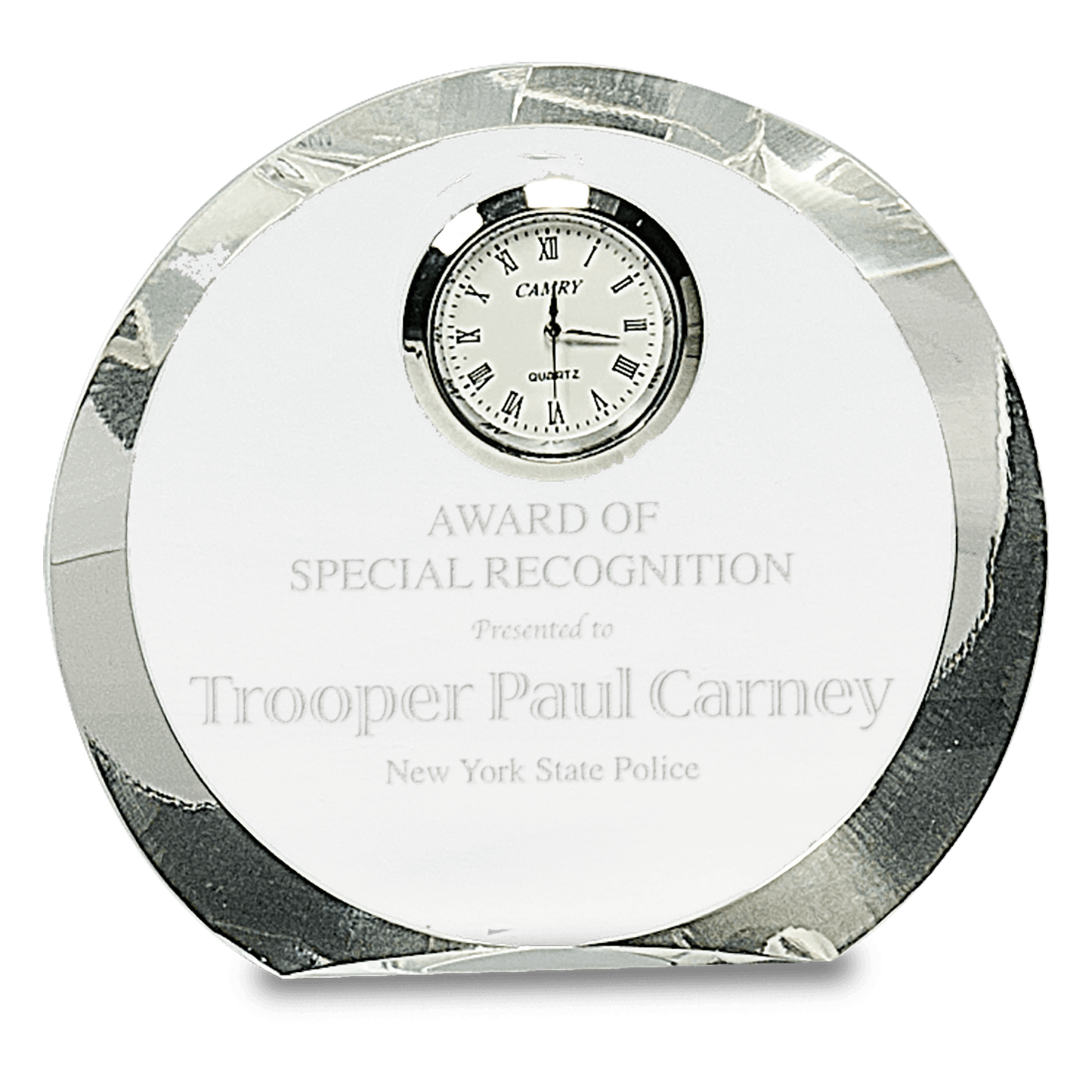 4 1 2 Clear Crystal Round with Clock
