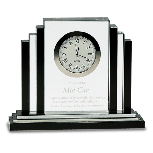 6 Clear Crystal with Clock and Black Crystal Trim