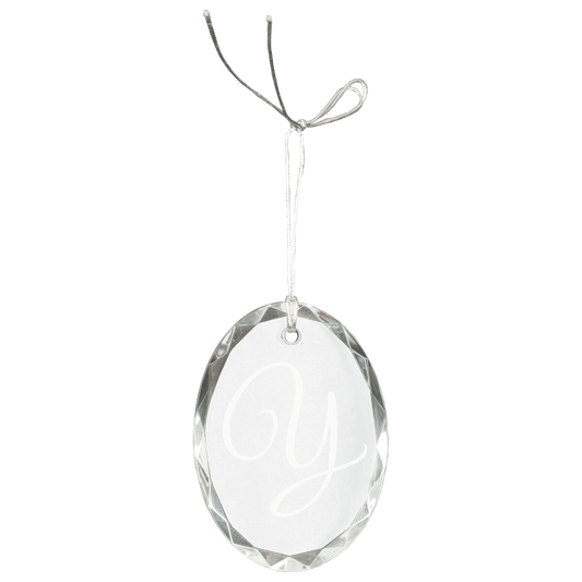 3 Crystal Faceted Oval Ornament