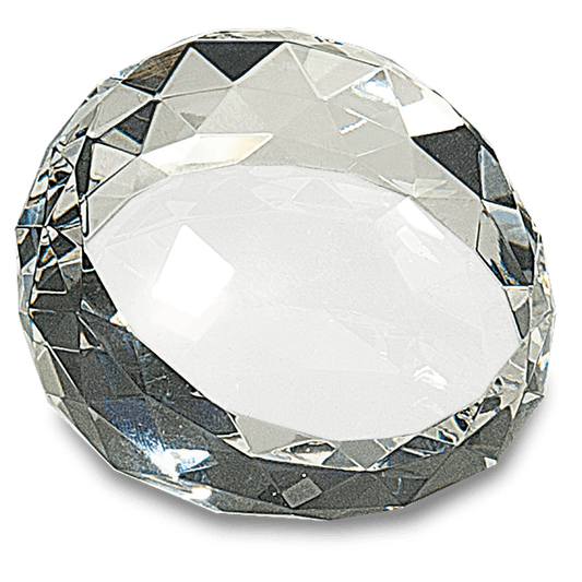 2 1 2 x 1 3 4 Clear Round Crystal Facet Paperweight