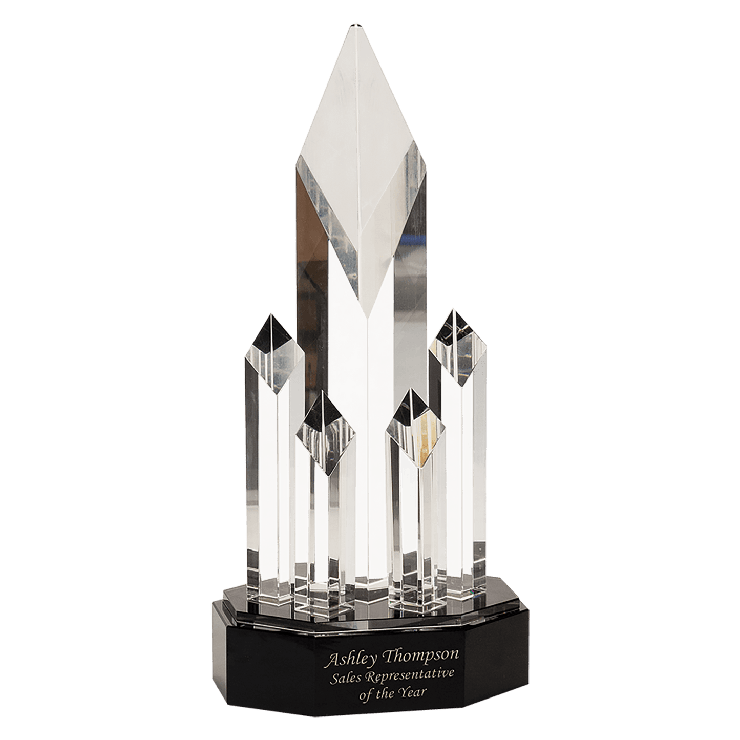 11 Clear Crystal 5 Rising Diamonds on Black Pedestal Base