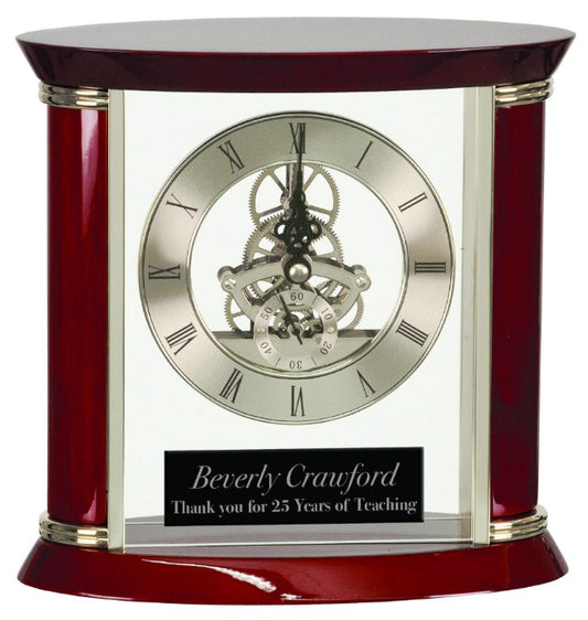 7 3 4 Executive Silver & Rosewood Piano Finish Clock