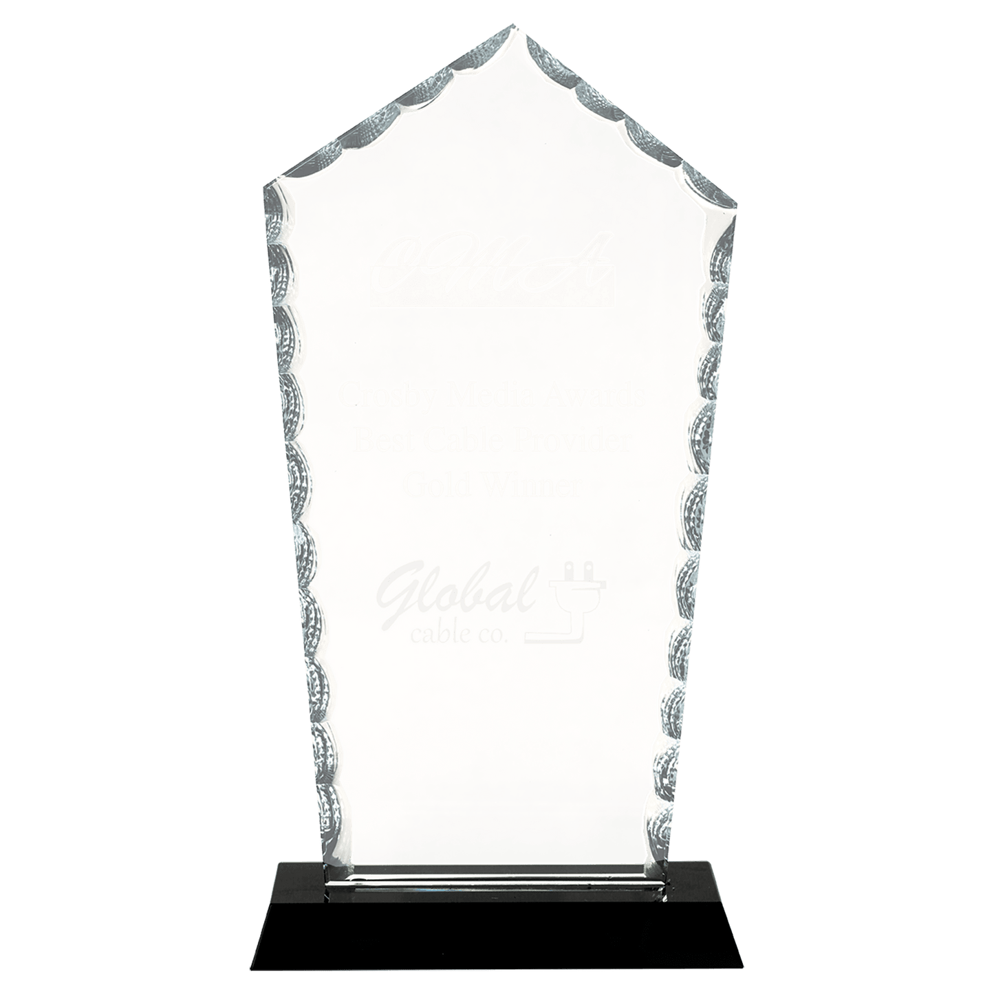 9 3 4 Diamond Facet Glass on Black Base
