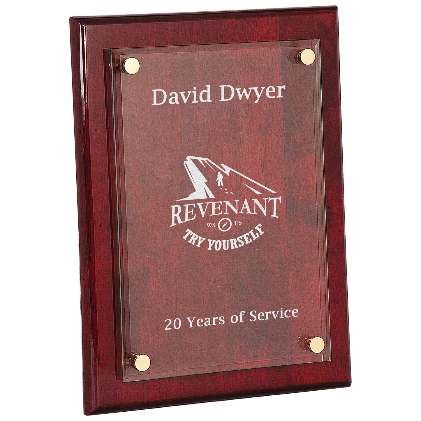 9 x 12 Rosewood Piano Finish Floating Glass Plaque