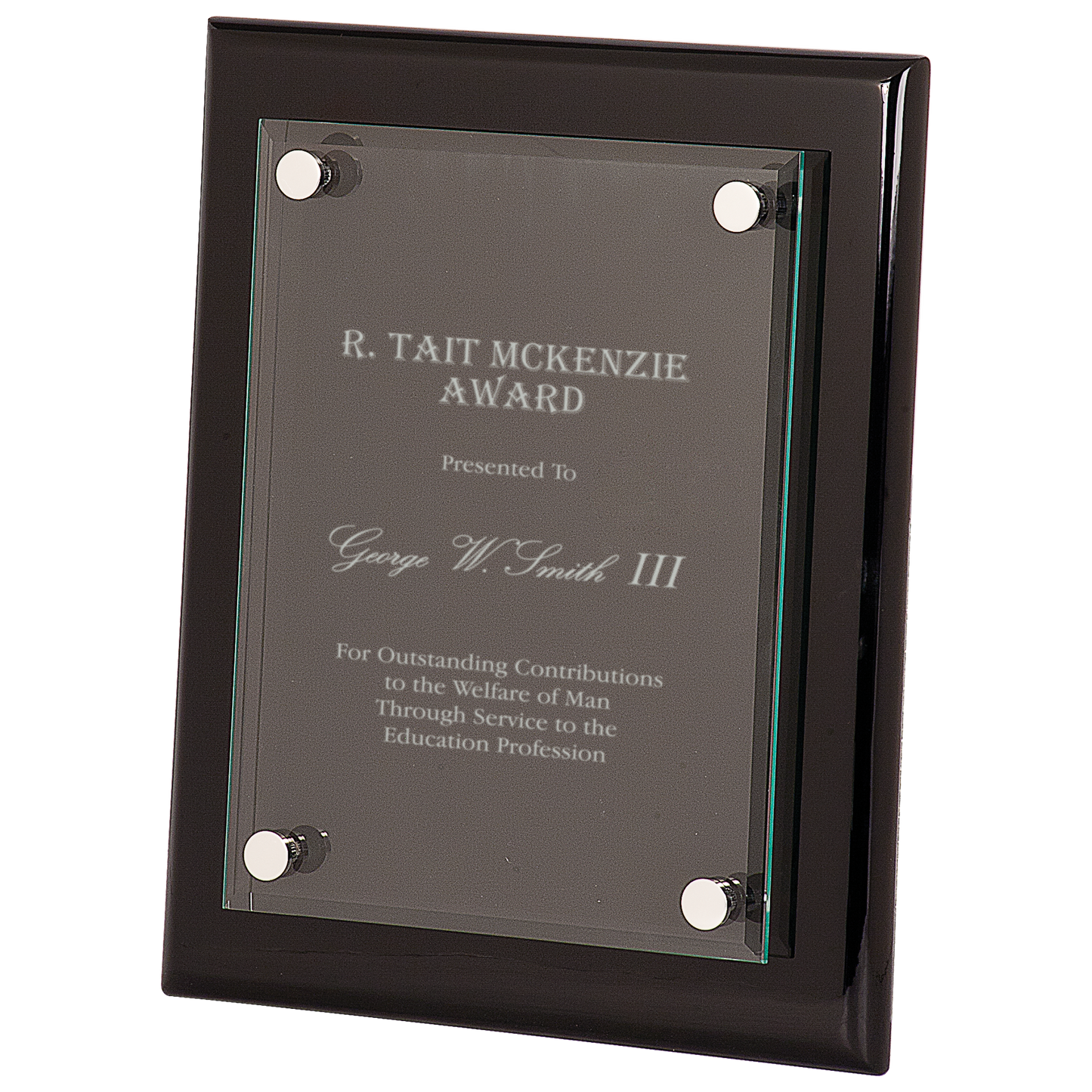 8 x 10 Black Piano Finish Floating Glass Plaque