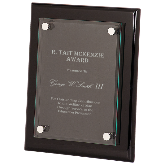 8 x 10 Black Piano Finish Floating Glass Plaque