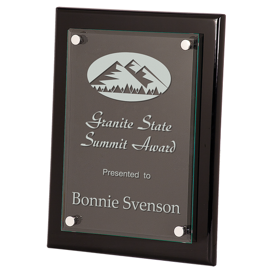 9 x 12 Black Piano Finish Floating Glass Plaque