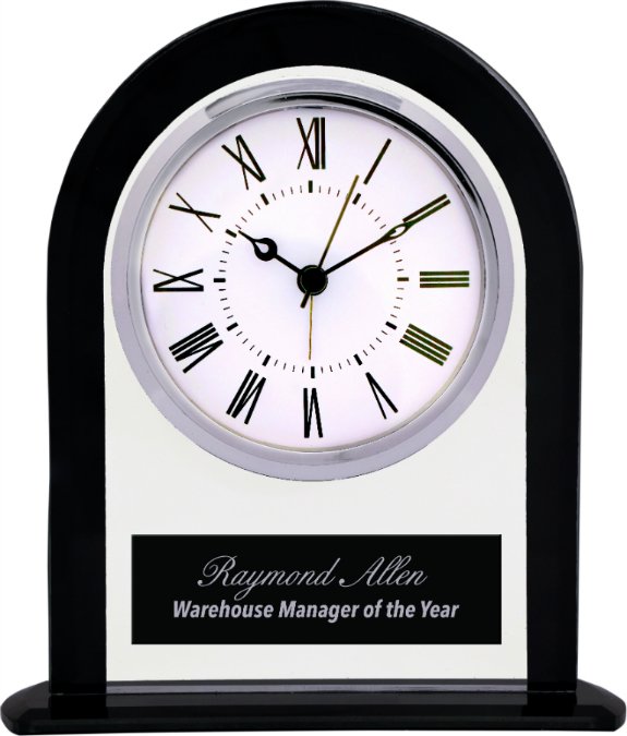 6 1 4 Black Clear Glass Arch Clock