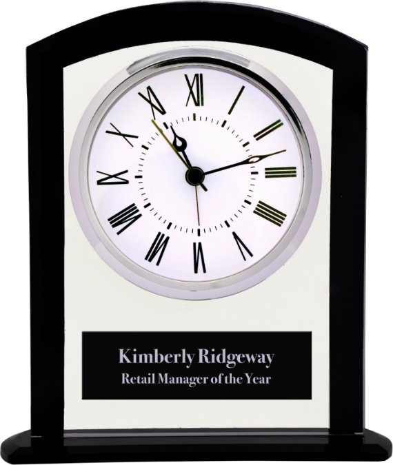 6 1 4 Black Clear Glass Square Arch Clock