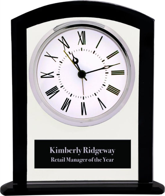 6 1 4 Black Clear Glass Square Arch Clock