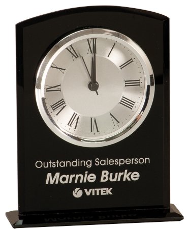 6 1 4 Black Glass Arch Clock with Base