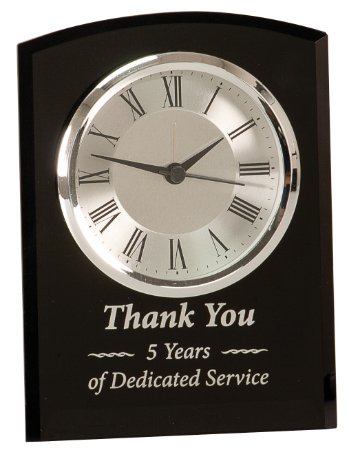 6 Black Glass Arch Clock, Self Standing
