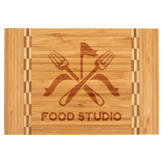 Bamboo Cutting Board with Butcher Block Inlay