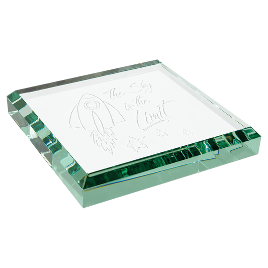 3 x 3 x 1 2 Jade Glass Paperweight
