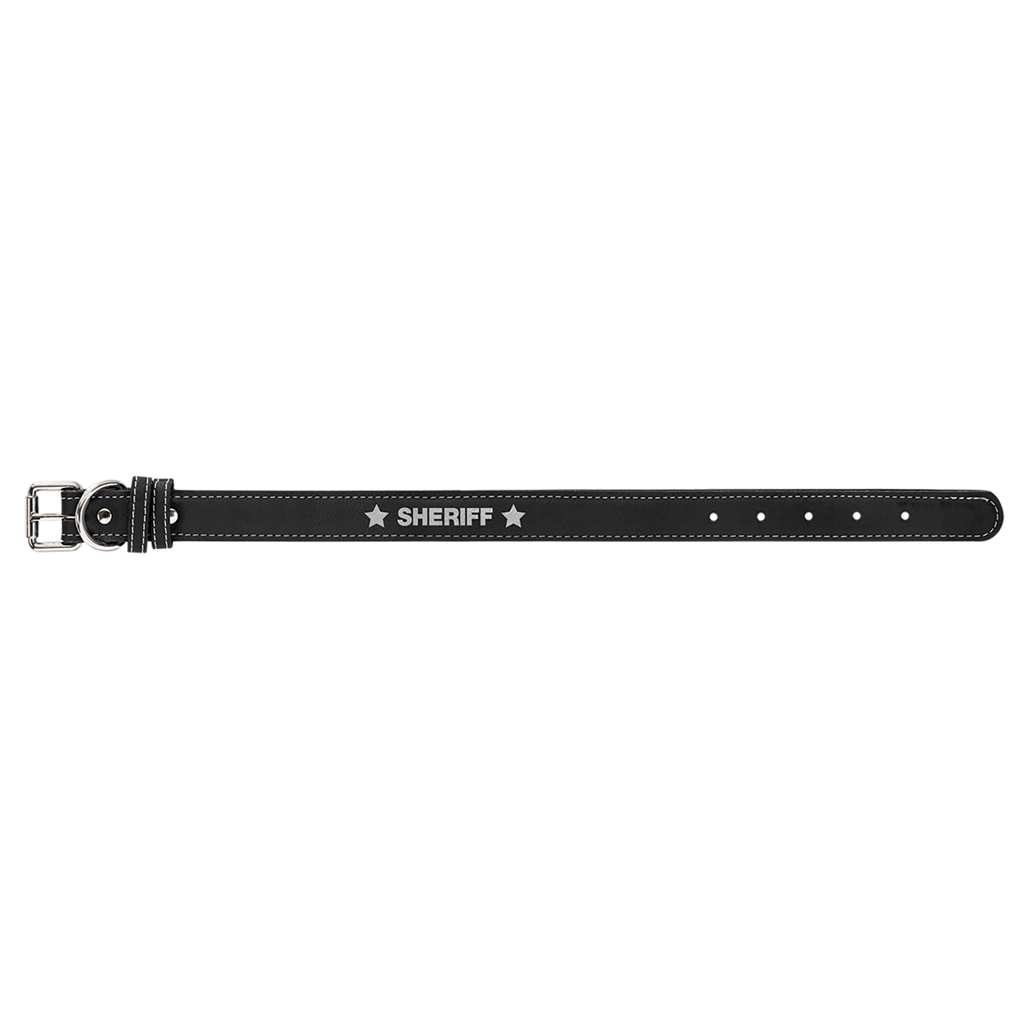 Small 15 x 3 4 Black Silver Laserable Leatherette Dog Collar