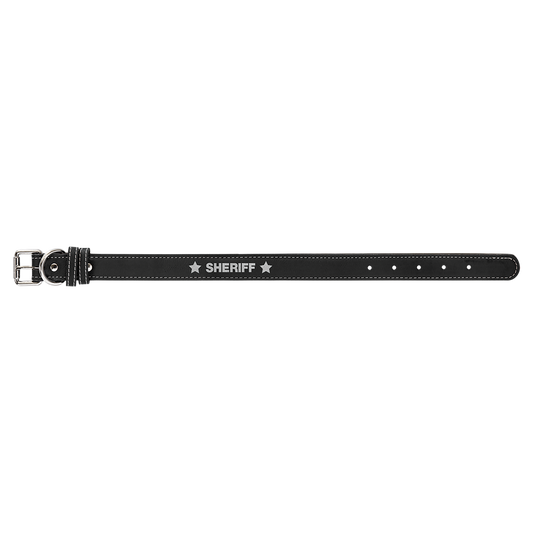 Small 15 x 3 4 Black Silver Laserable Leatherette Dog Collar