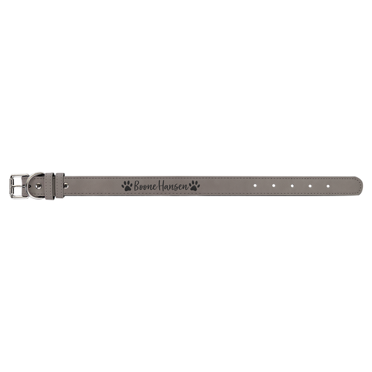 Small 15 x 3 4 Gray Laserable Leatherette Dog Collar