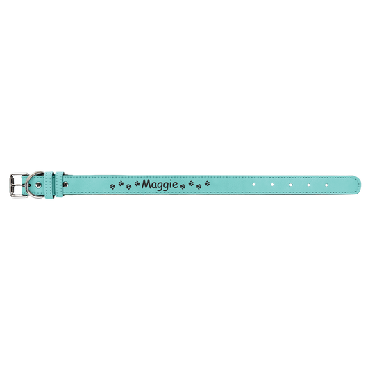 Small 15 x 3 4 Teal Laserable Leatherette Dog Collar