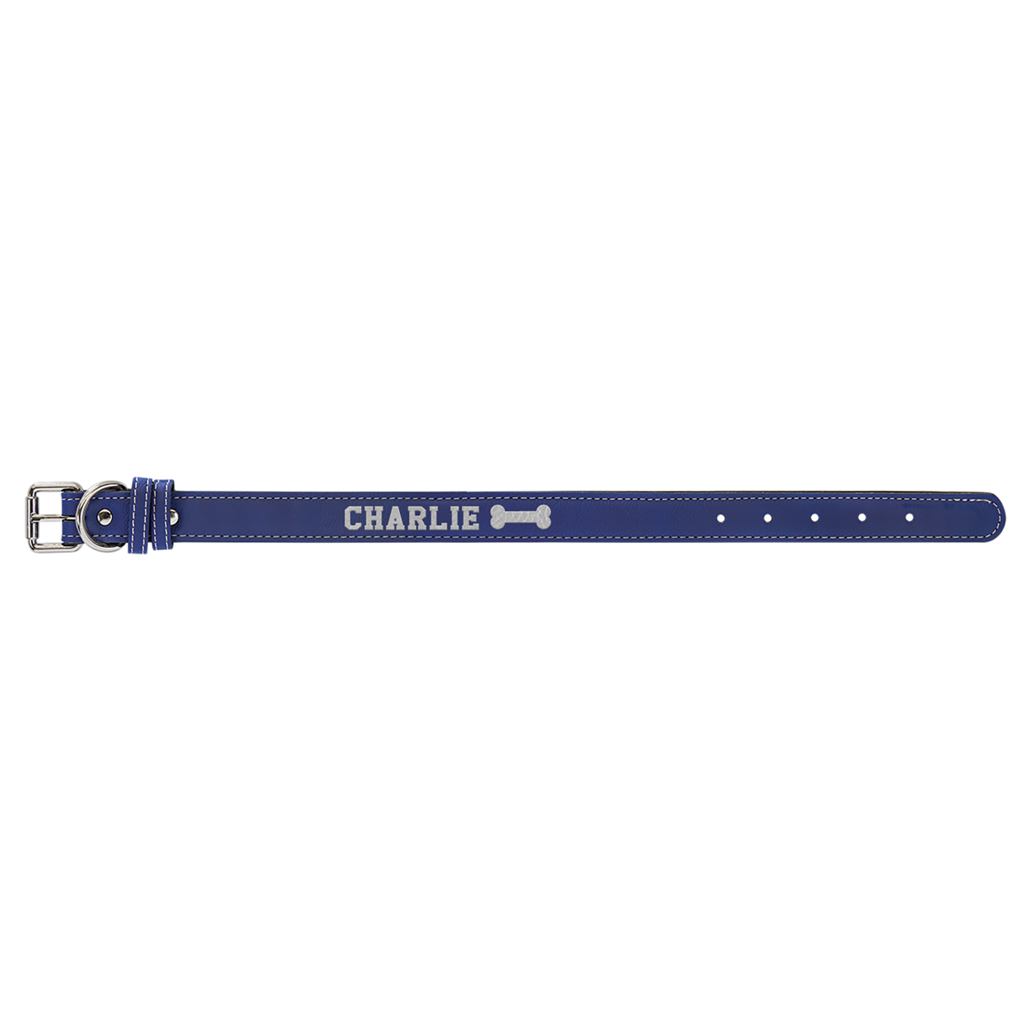 Small 15 x 3 4 Blue Silver Laserable Leatherette Dog Collar