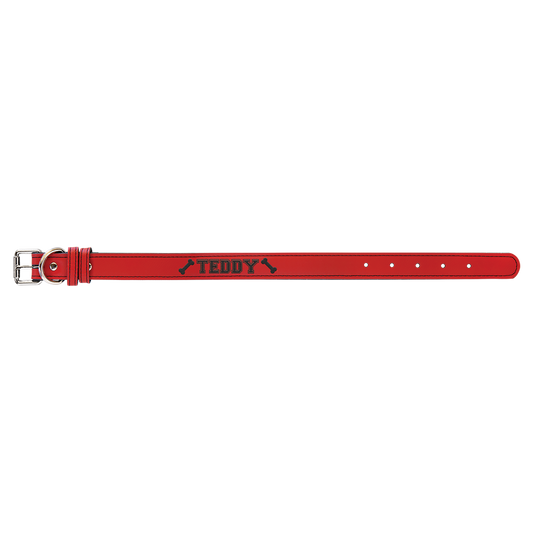 Small 15 x 3 4 Red Laserable Leatherette Dog Collar