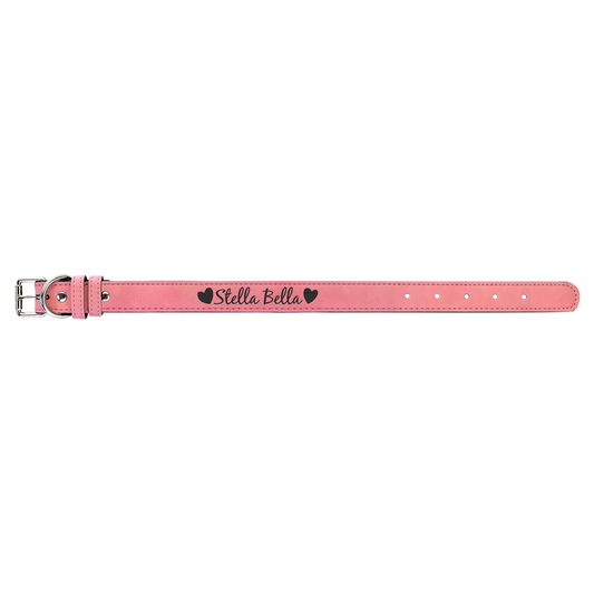 Medium 19 x 1 Pink Laserable Leatherette Dog Collar