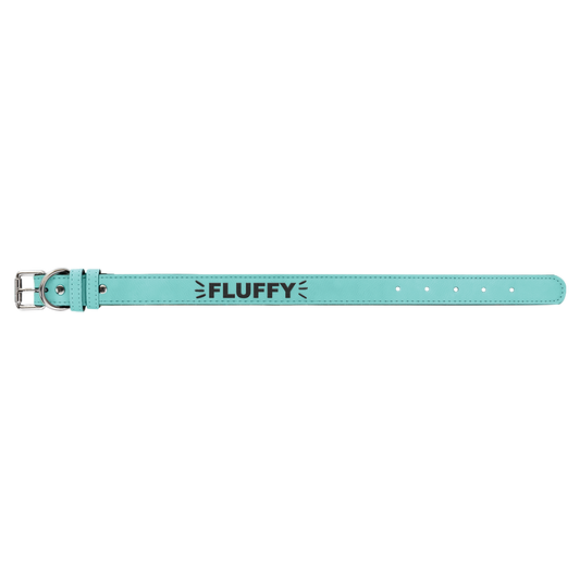 Medium 19 x 1 Teal Laserable Leatherette Dog Collar