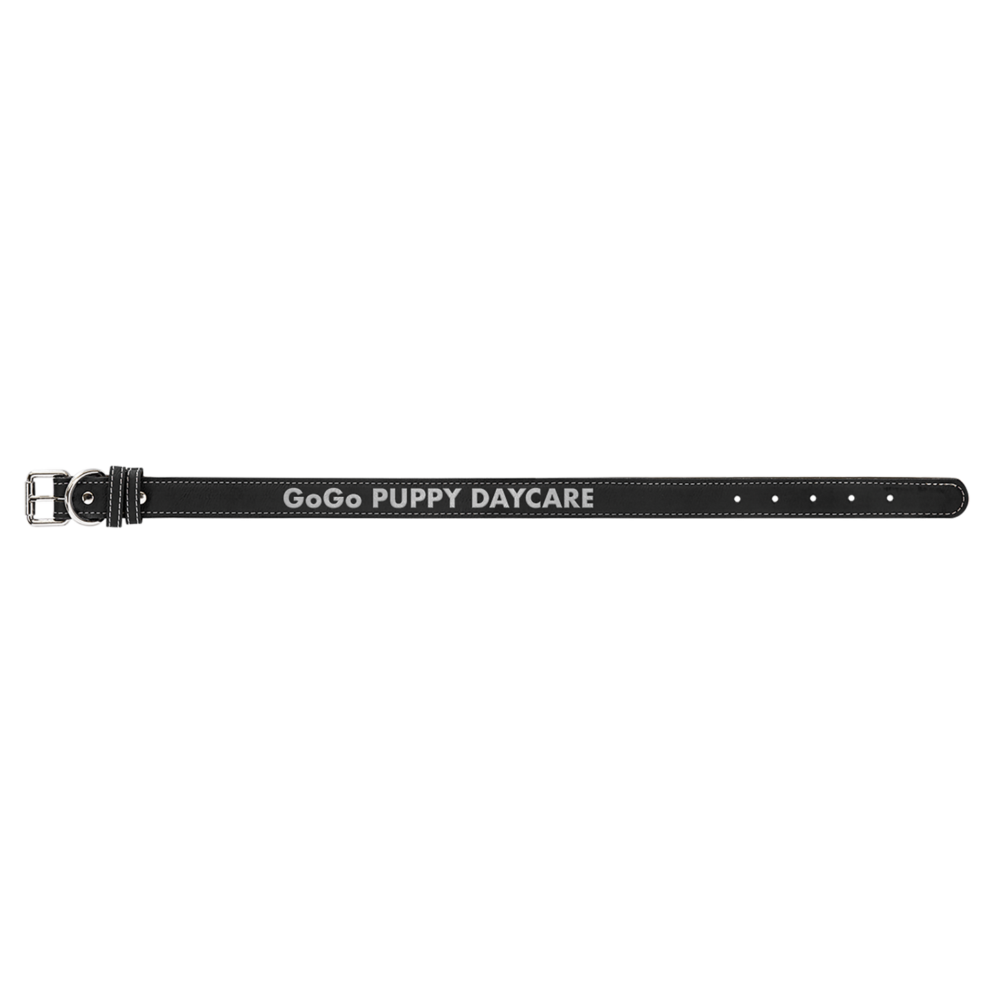 Large 23 x 1 Black Silver Laserable Leatherette Dog Collar